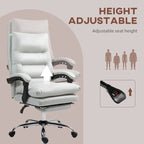 Sedia da ufficio massaggiante reclinabile color bianco crema con poggiapiedi, 1 posto