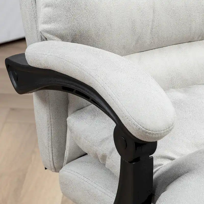 Sedia da ufficio massaggiante reclinabile color bianco crema con poggiapiedi, 1 posto