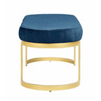 Panca imbottita in velluto blu con gambe in metallo, media, 1 posto