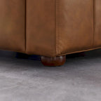 Divano Mid-Century in Pelle Pieno Fiore Tufted Color Cuoio, 2 Posti