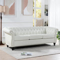 Divano Chesterfield a braccioli arrotolati da 84", bianco, 3 posti