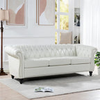 Divano Chesterfield a braccioli arrotolati da 84", bianco, 3 posti