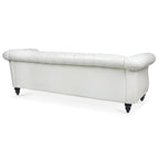 Divano Chesterfield a braccioli arrotolati da 84", bianco, 3 posti