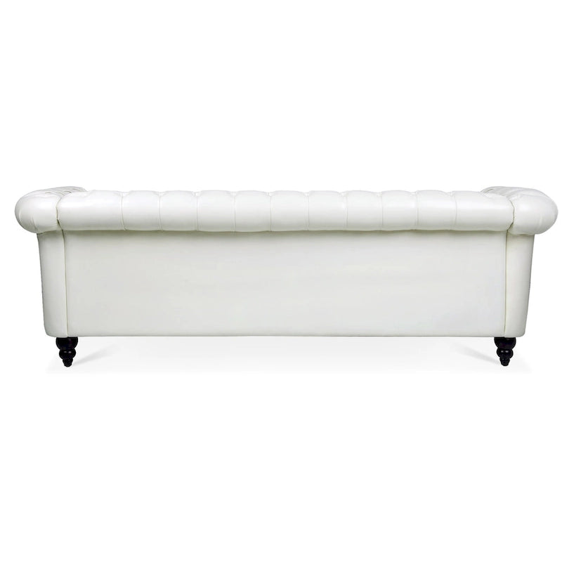 Divano Chesterfield a braccioli arrotolati da 84", bianco, 3 posti
