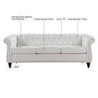 Divano Chesterfield a braccioli arrotolati da 84", bianco, 3 posti