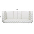 Divano Chesterfield a braccioli arrotolati da 84", bianco, 3 posti