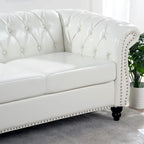 Divano Chesterfield a braccioli arrotolati da 84", bianco, 3 posti