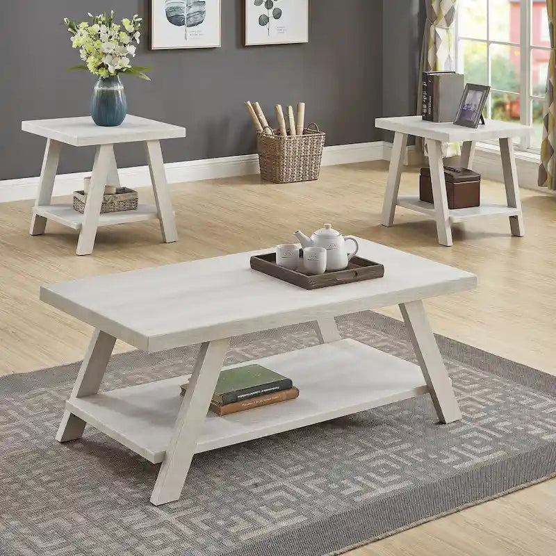 Set di tavoli a 3 pezzi stile cavalletto nero/antracite/bianco/espresso/noce/grigio/beige