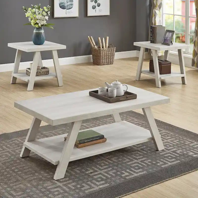Set di tavoli a 3 pezzi stile cavalletto nero/antracite/bianco/espresso/noce/grigio/beige