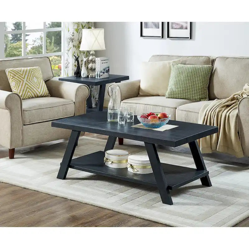 Set di tavoli a 3 pezzi stile cavalletto nero/antracite/bianco/espresso/noce/grigio/beige