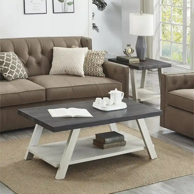 Set di tavoli a 3 pezzi stile cavalletto nero/antracite/bianco/espresso/noce/grigio/beige