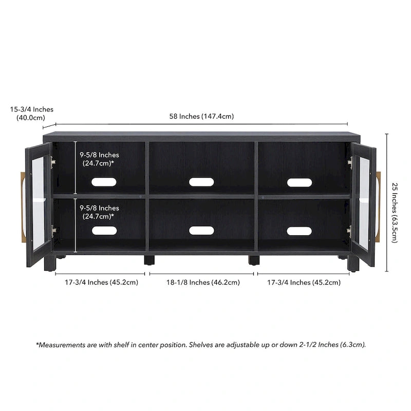 Mobile TV 58", Nero venato / Bianco / Grigio antracite / Rovere grigio / Marrone ontano, Stile tradizionale, Adatto per TV fino a 65"