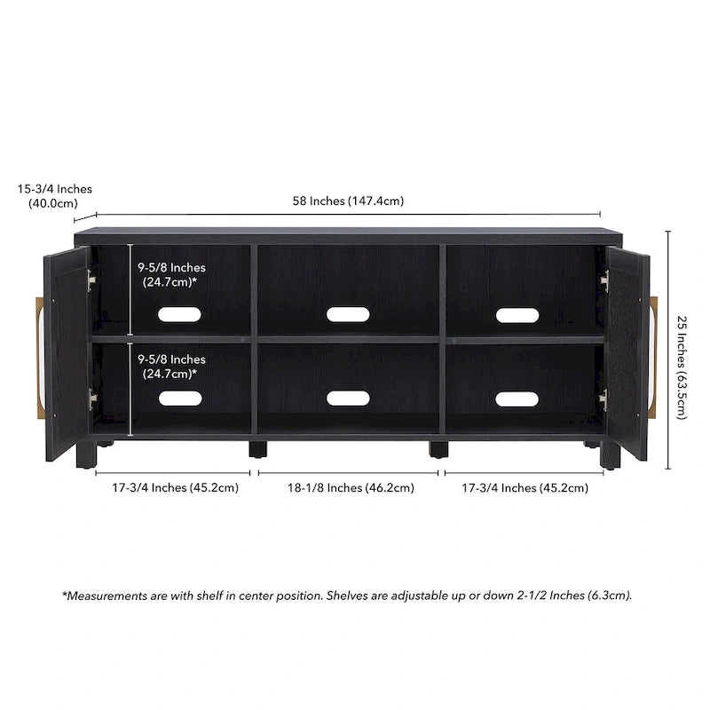 Mobile TV 58", Nero venato / Bianco / Grigio antracite / Rovere grigio / Marrone ontano, Stile tradizionale, Adatto per TV fino a 65"