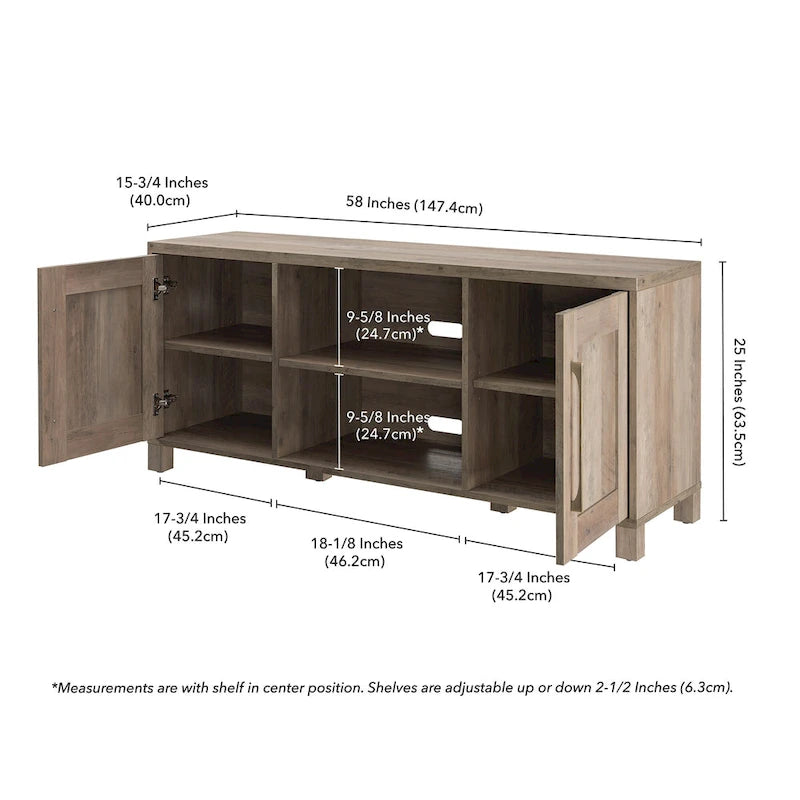 Mobile TV 58", Nero venato / Bianco / Grigio antracite / Rovere grigio / Marrone ontano, Stile tradizionale, Adatto per TV fino a 65"