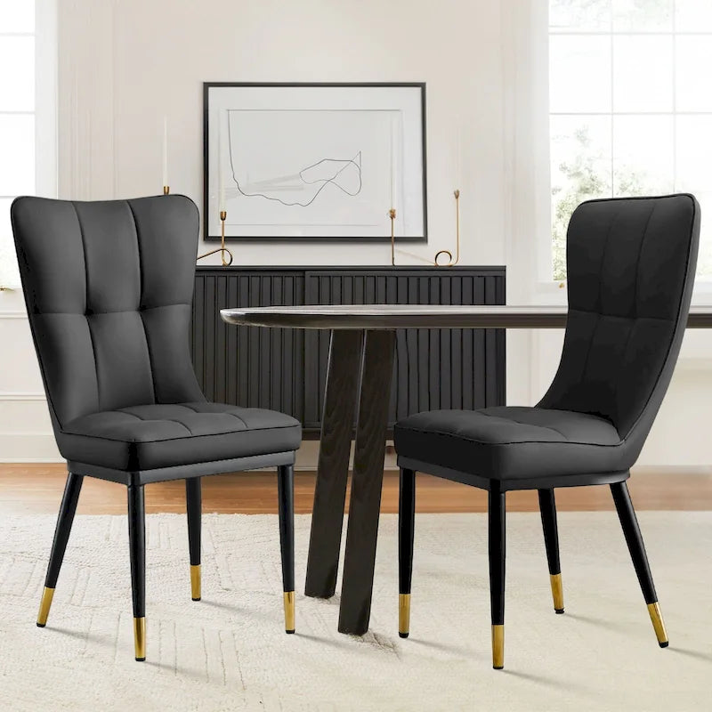 Sedia da pranzo con schienale alto in PU grigio scuro / marrone / nero / bianco, set da 2