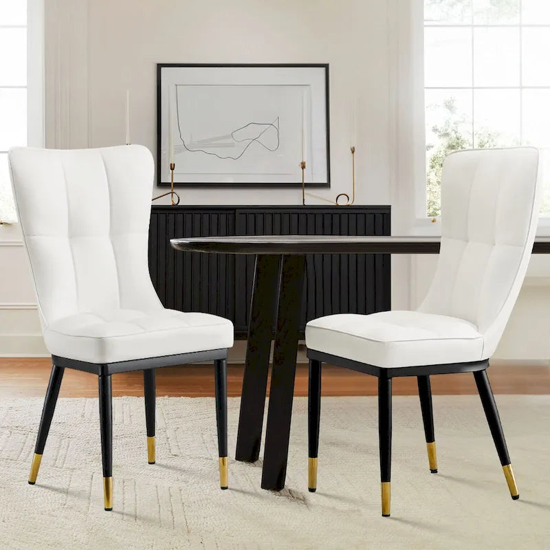 Sedia da pranzo con schienale alto in PU grigio scuro / marrone / nero / bianco, set da 2