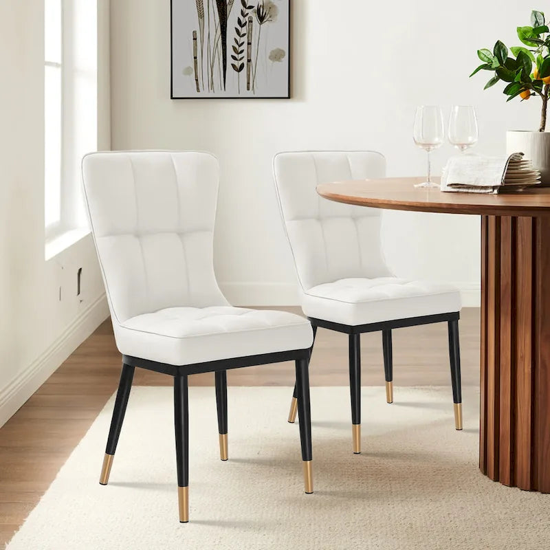 Sedia da pranzo con schienale alto in PU grigio scuro / marrone / nero / bianco, set da 2