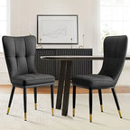 Sedia da pranzo con schienale alto in PU grigio scuro / marrone / nero / bianco, set da 2