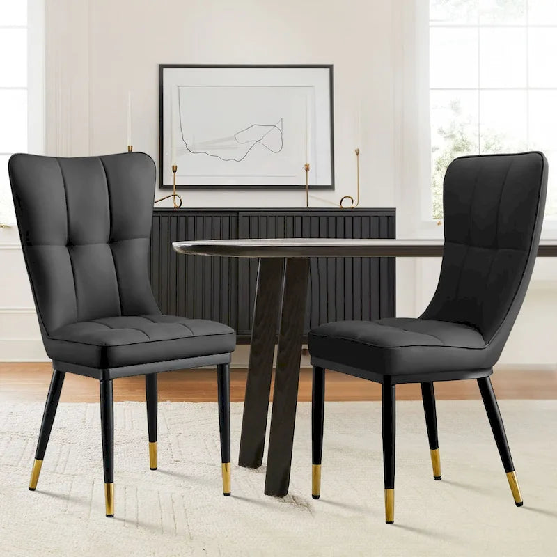 Sedia da pranzo con schienale alto in PU grigio scuro / marrone / nero / bianco, set da 2