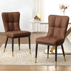 Sedia da pranzo con schienale alto in PU grigio scuro / marrone / nero / bianco, set da 2