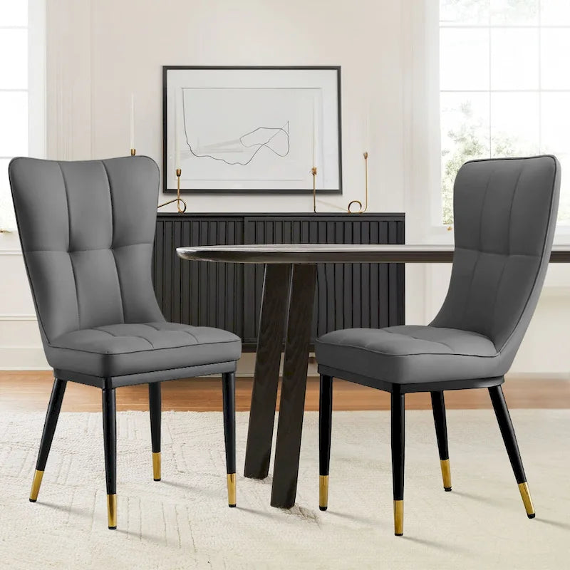 Sedia da pranzo con schienale alto in PU grigio scuro / marrone / nero / bianco, set da 2