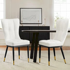 Sedia da pranzo con schienale alto in PU grigio scuro / marrone / nero / bianco, set da 2