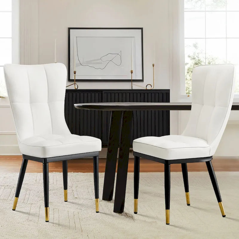 Sedia da pranzo con schienale alto in PU grigio scuro / marrone / nero / bianco, set da 2
