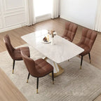 Sedia da pranzo con schienale alto in PU grigio scuro / marrone / nero / bianco, set da 2