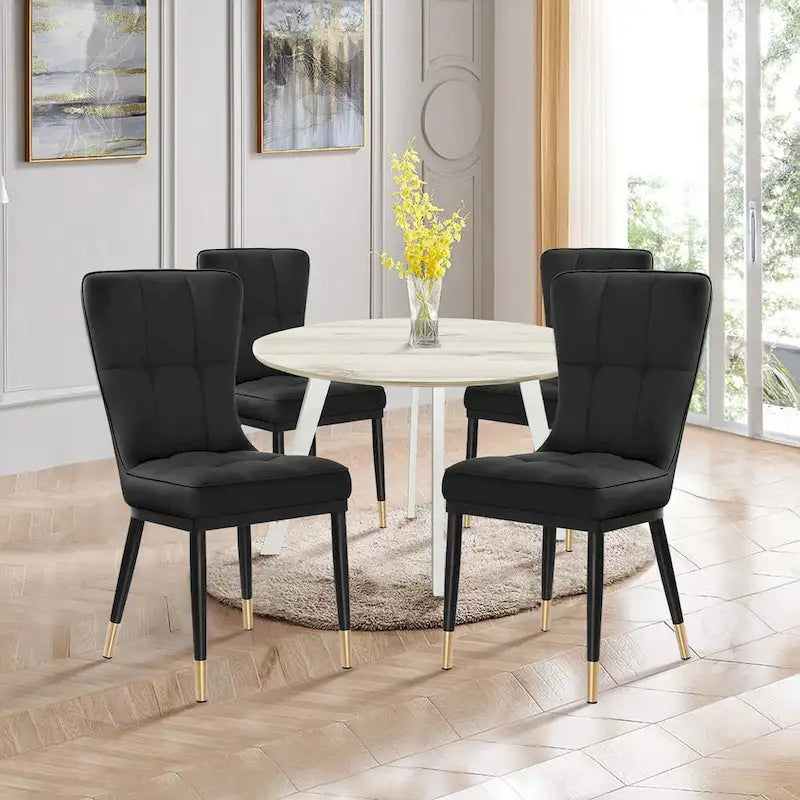 Sedia da pranzo con schienale alto in PU grigio scuro / marrone / nero / bianco, set da 2