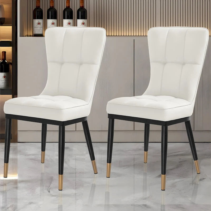 Sedia da pranzo con schienale alto in PU grigio scuro / marrone / nero / bianco, set da 2
