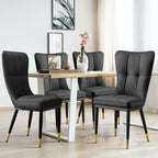 Sedia da pranzo con schienale alto in PU grigio scuro / marrone / nero / bianco, set da 2