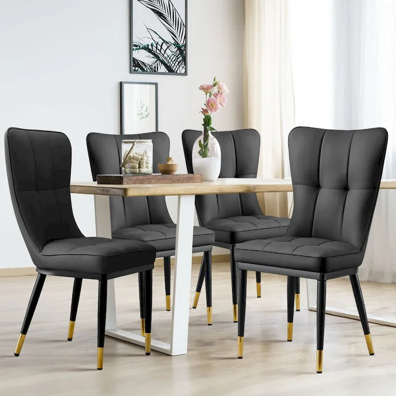 Sedia da pranzo con schienale alto in PU grigio scuro / marrone / nero / bianco, set da 2