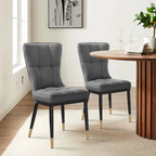 Sedia da pranzo con schienale alto in PU grigio scuro / marrone / nero / bianco, set da 2