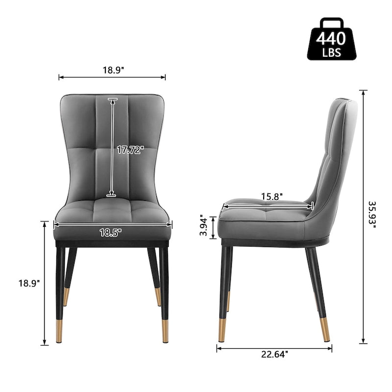 Sedia da pranzo con schienale alto in PU grigio scuro / marrone / nero / bianco, set da 2