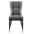Sedia da pranzo con schienale alto in PU grigio scuro / marrone / nero / bianco, set da 2