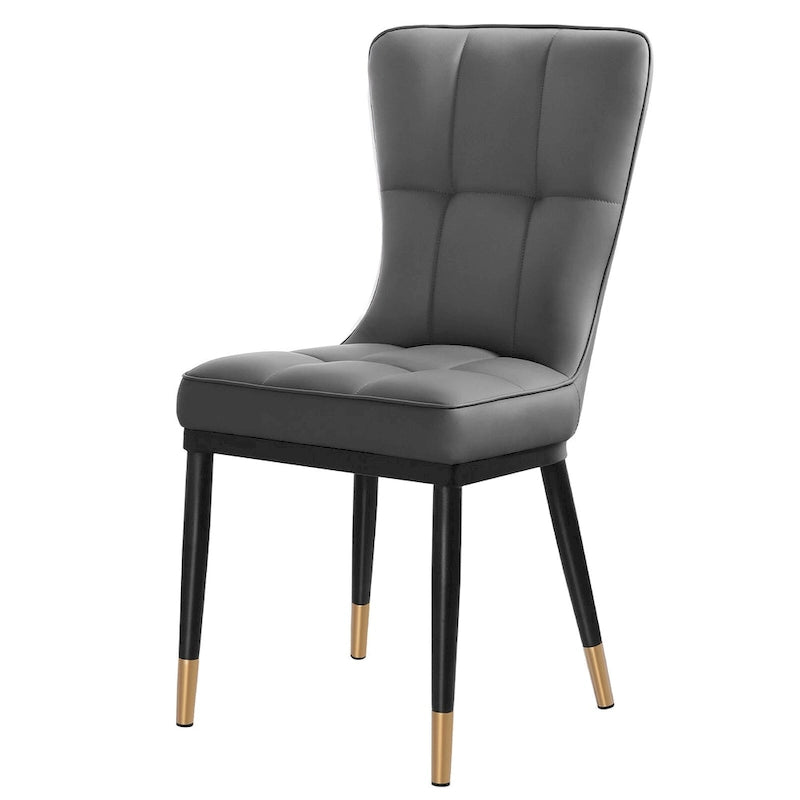 Sedia da pranzo con schienale alto in PU grigio scuro / marrone / nero / bianco, set da 2