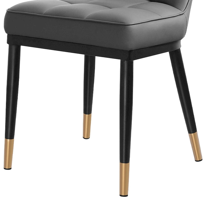 Sedia da pranzo con schienale alto in PU grigio scuro / marrone / nero / bianco, set da 2