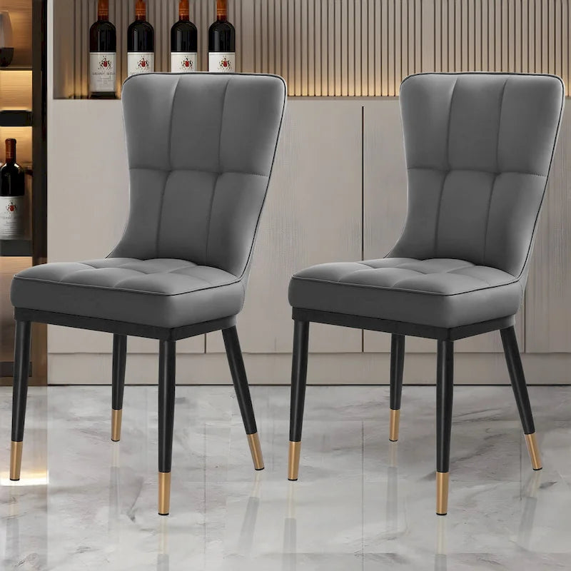 Sedia da pranzo con schienale alto in PU grigio scuro / marrone / nero / bianco, set da 2