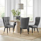 Sedia da pranzo con schienale alto in PU grigio scuro / marrone / nero / bianco, set da 2