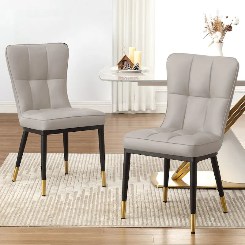 Sedia da pranzo con schienale alto in PU grigio scuro / marrone / nero / bianco, set da 2