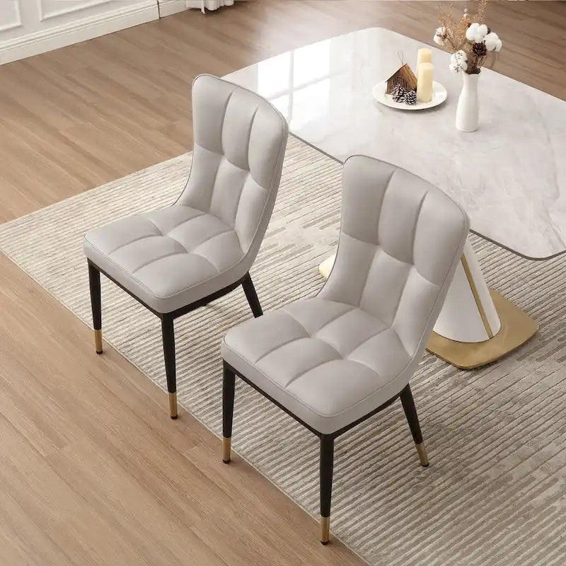 Sedia da pranzo con schienale alto in PU grigio scuro / marrone / nero / bianco, set da 2