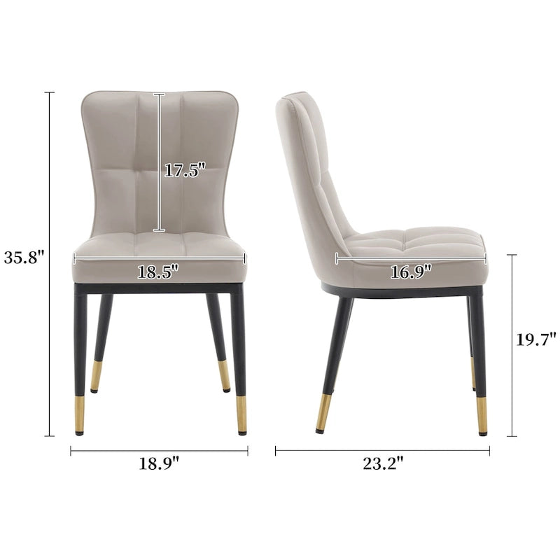 Sedia da pranzo con schienale alto in PU grigio scuro / marrone / nero / bianco, set da 2