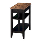 Tavolino d'appoggio con 1 cassetto e ripiani in finto marmo bianco e legno, bicolore, singolo