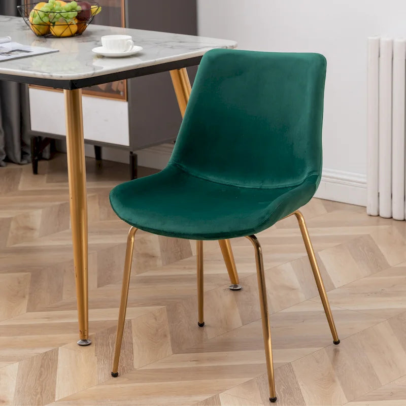 Sedie da pranzo in velluto, verde / blu / rosso / oro, stile moderno, set da 2 pezzi