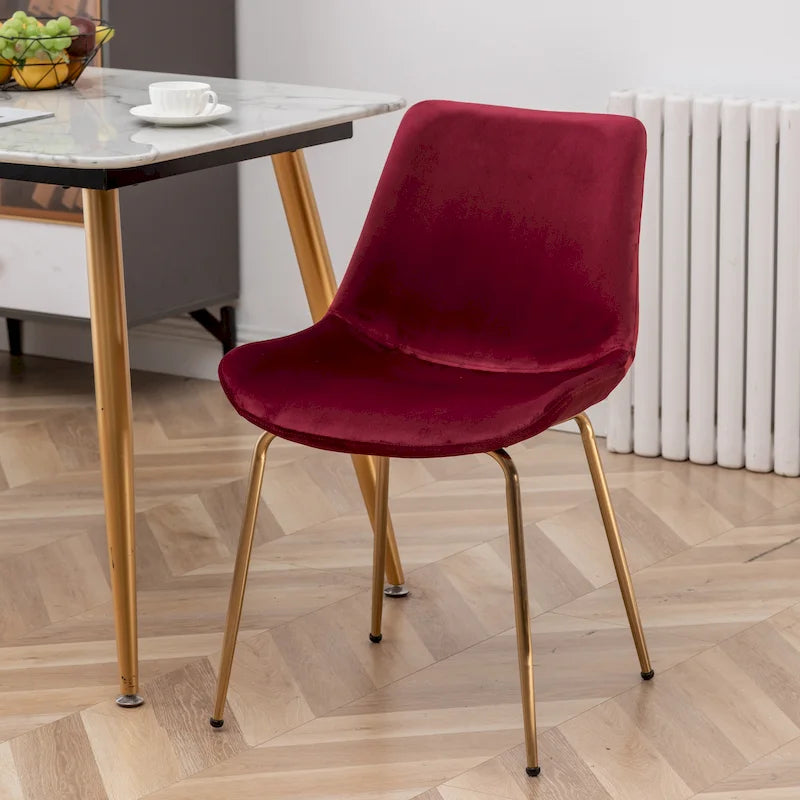 Sedie da pranzo in velluto, verde / blu / rosso / oro, stile moderno, set da 2 pezzi