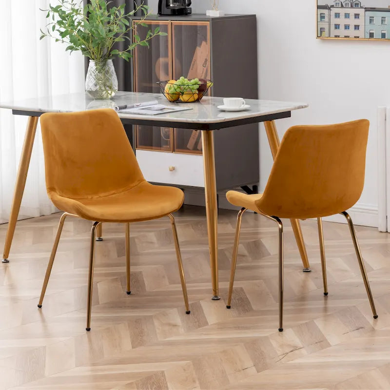 Sedie da pranzo in velluto, verde / blu / rosso / oro, stile moderno, set da 2 pezzi