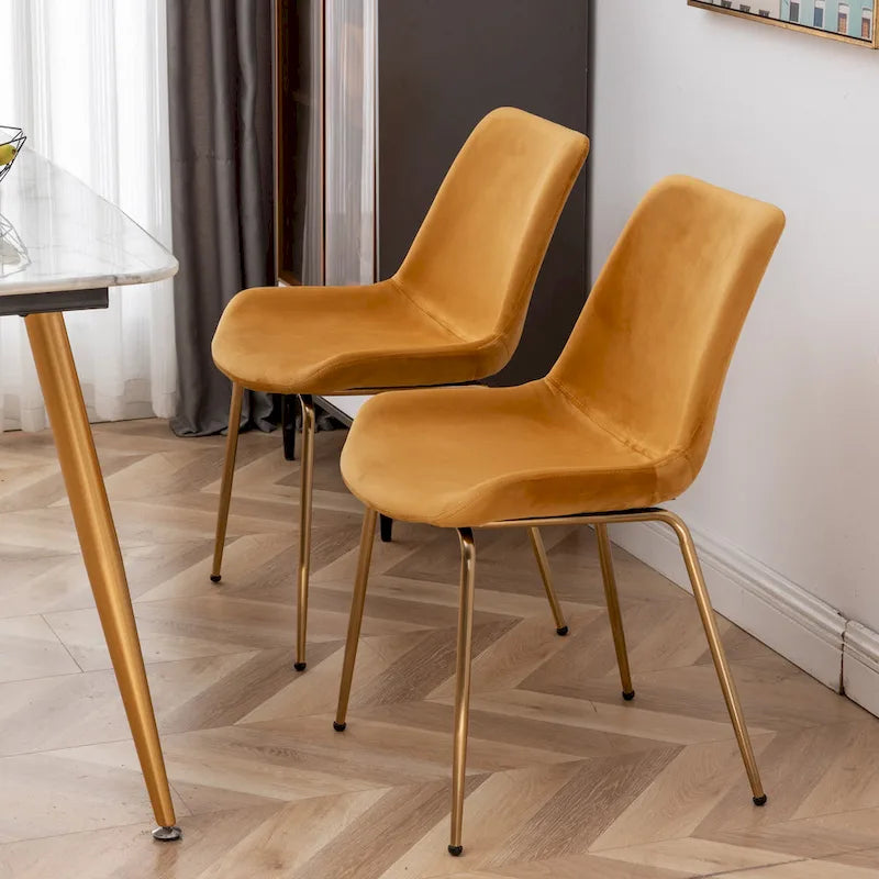 Sedie da pranzo in velluto, verde / blu / rosso / oro, stile moderno, set da 2 pezzi