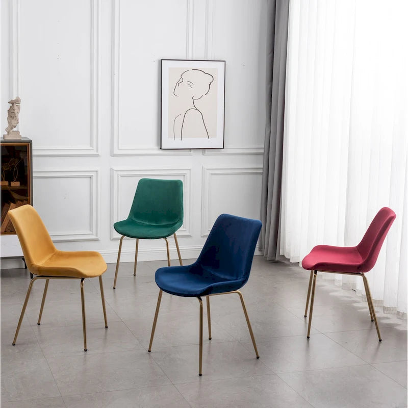 Sedie da pranzo in velluto, verde / blu / rosso / oro, stile moderno, set da 2 pezzi