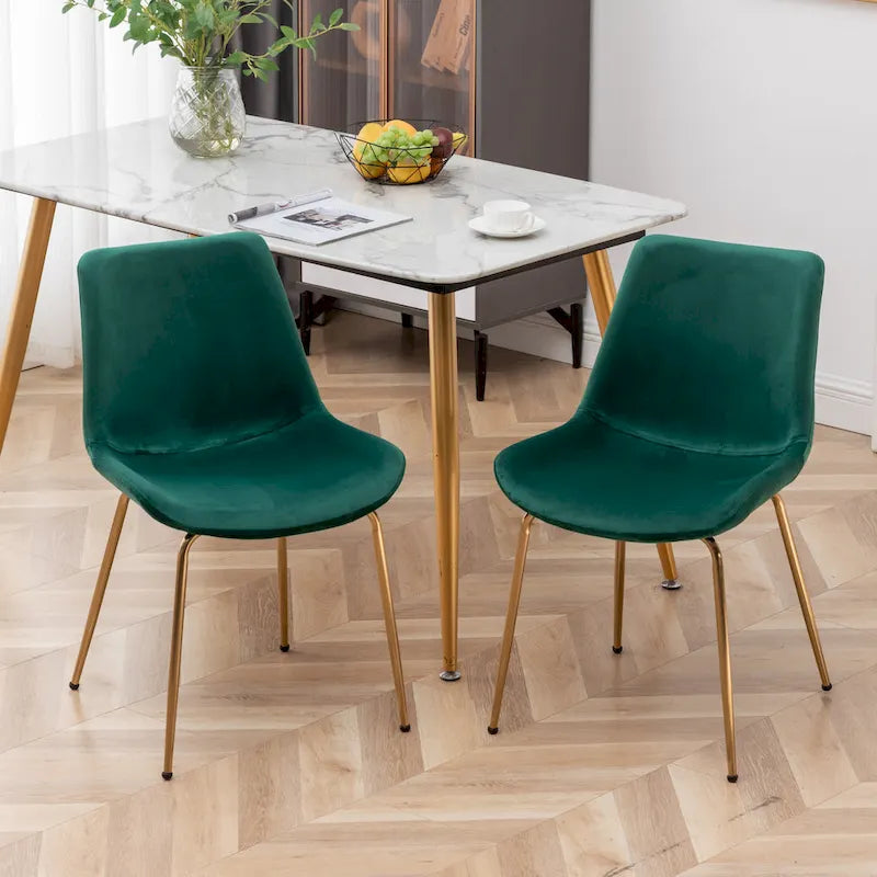 Sedie da pranzo in velluto, verde / blu / rosso / oro, stile moderno, set da 2 pezzi