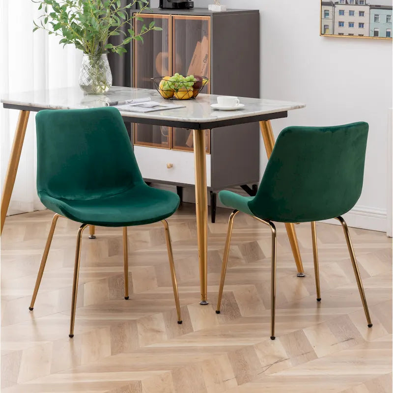 Sedie da pranzo in velluto, verde / blu / rosso / oro, stile moderno, set da 2 pezzi